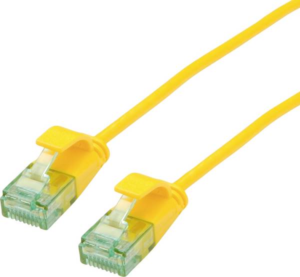 roline recycled material 21.45.3427 RJ45 sieťové káble, prepojovacie káble CAT 6A U/UTP 5.00 m žltá netienený, extrémne tenký, PVC plášť 1 ks