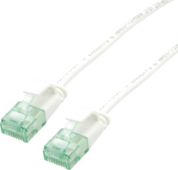 roline recycled material 21.45.3463 RJ45 sieťové káble, prepojovacie káble CAT 6A U/UTP 1.00 m biela netienený, extrémne tenký, PVC plášť 1 ks