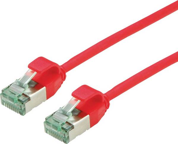 roline recycled material 21.45.3317 RJ45 sieťové káble, prepojovacie káble CAT 6A U/FTP 5.00 m červená (jasná) netienený, extrémne tenký, PVC plášť 1 ks