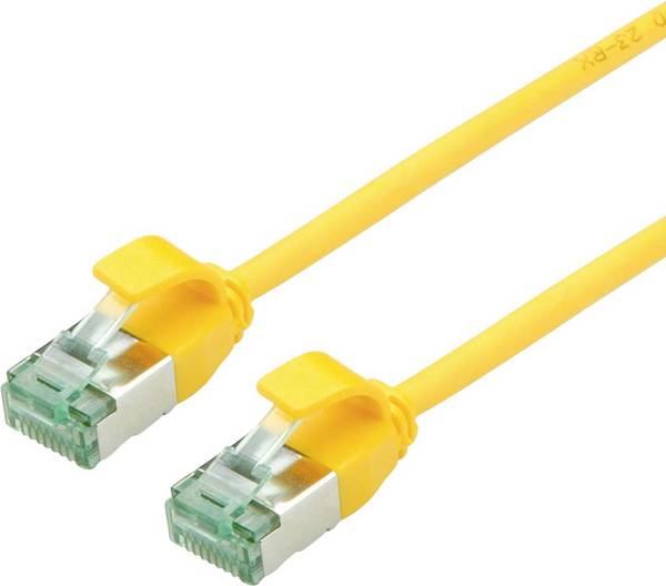 roline recycled material 21.45.3326 RJ45 sieťové káble, prepojovacie káble CAT 6A U/FTP 3.00 m žltá netienený, extrémne tenký, PVC plášť 1 ks