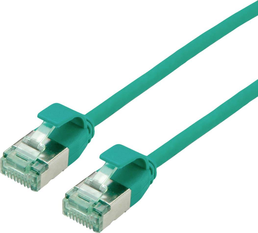 roline recycled material 21.45.3337 RJ45 sieťové káble, prepojovacie káble CAT 6A U/FTP 5.00 m zelená netienený, extrémn-0