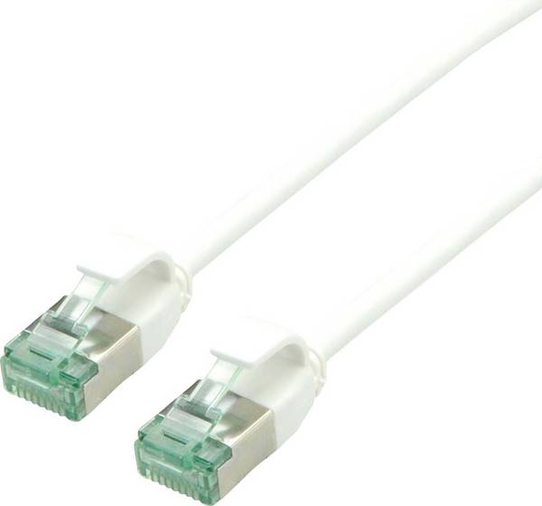 roline recycled material 21.45.3363 RJ45 sieťové káble, prepojovacie káble CAT 6A U/FTP 1.00 m biela netienený, extrémne tenký, PVC plášť 1 ks