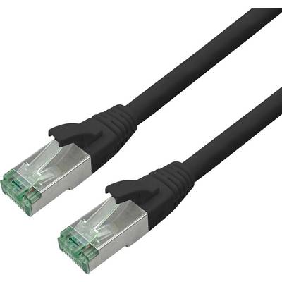 roline recycled material 21.45.3257 RJ45 sieťové káble, prepojovacie káble CAT 6A S/FTP 10.00 m čierna dvojžilový tienen-0