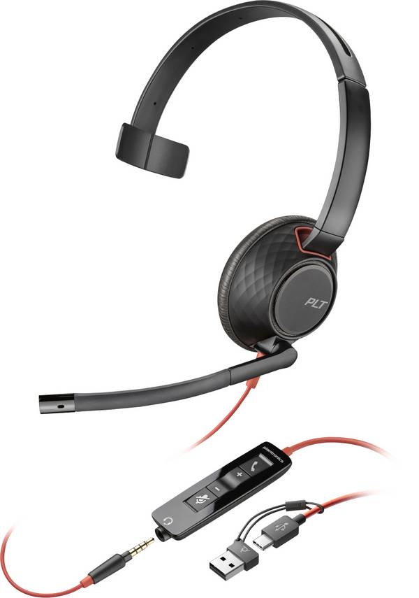 HP Poly Blackwire C5210 Headset otvorená (On Ear) káblové, 8X230AA, mono, čierna, Potlačenie hluku