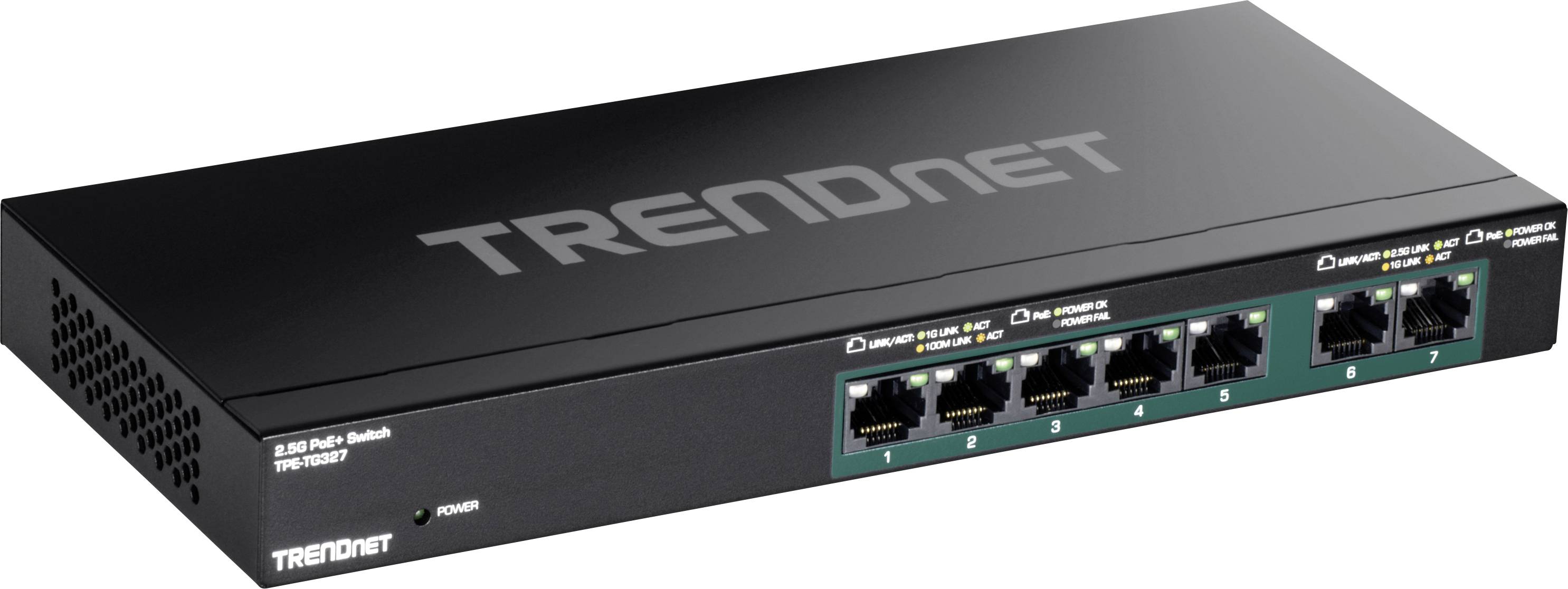 TRENDnet TPE-TG327 7-Poorts PoE+ Switch Multi-Gigabit afbeelding