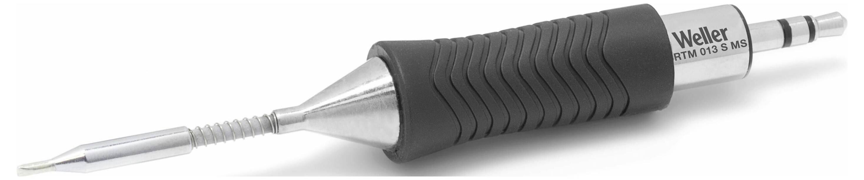 Spájkovačka Weller s vymeniteľným hrotom a ergonomickým držadlom, vhodná pre presné spájkovacie práce v elektronickej montáži.