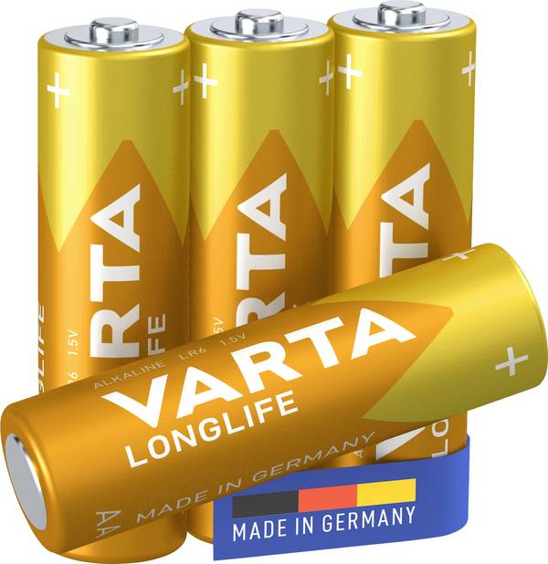 Varta Longlife tužková batéria typu AA alkalicko-mangánová, 2800 mAh, 1.5 V, 4 ks