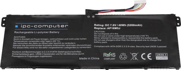 ipc-computer akumulátor do notebooku AP16M5J Replace 7.6 V 5200 mAh Acer