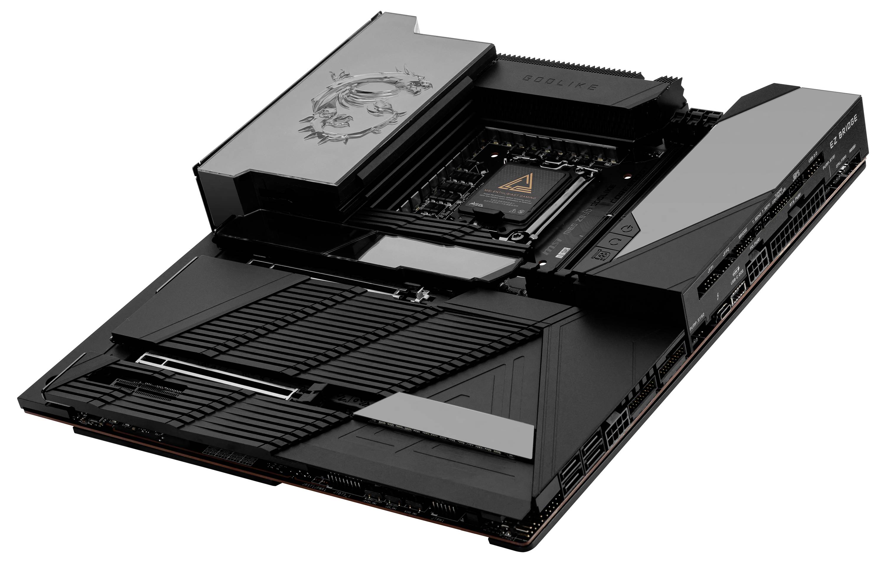 Čierna počítačová základná doska so zložitým dizajnom obvodu a grafickým logom v ľavej hornej časti.