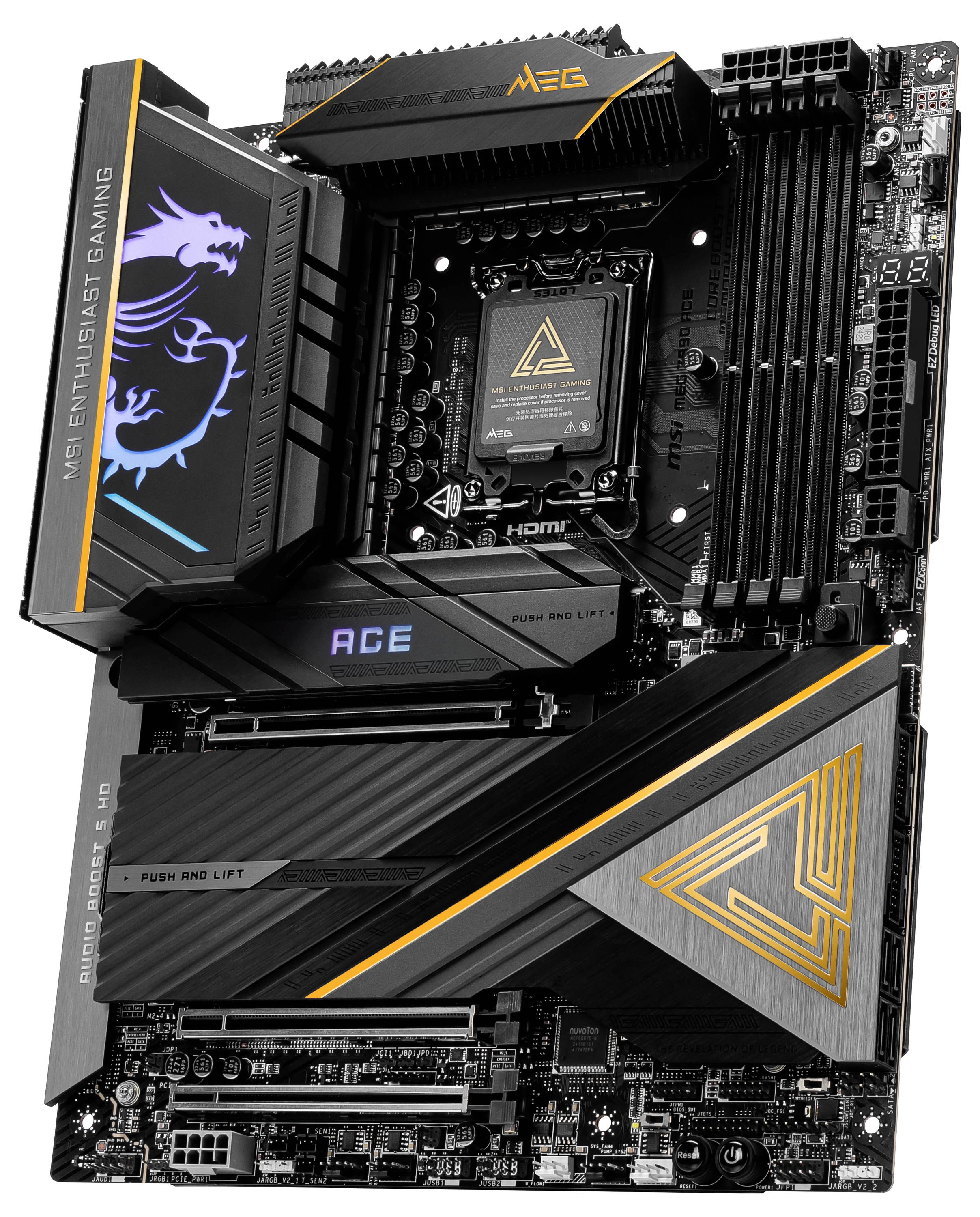Základná doska MSI MEG vo formáte ATX s RGB podsvietením a viacerými rozširujúcimi slotmi pre herné aplikácie.