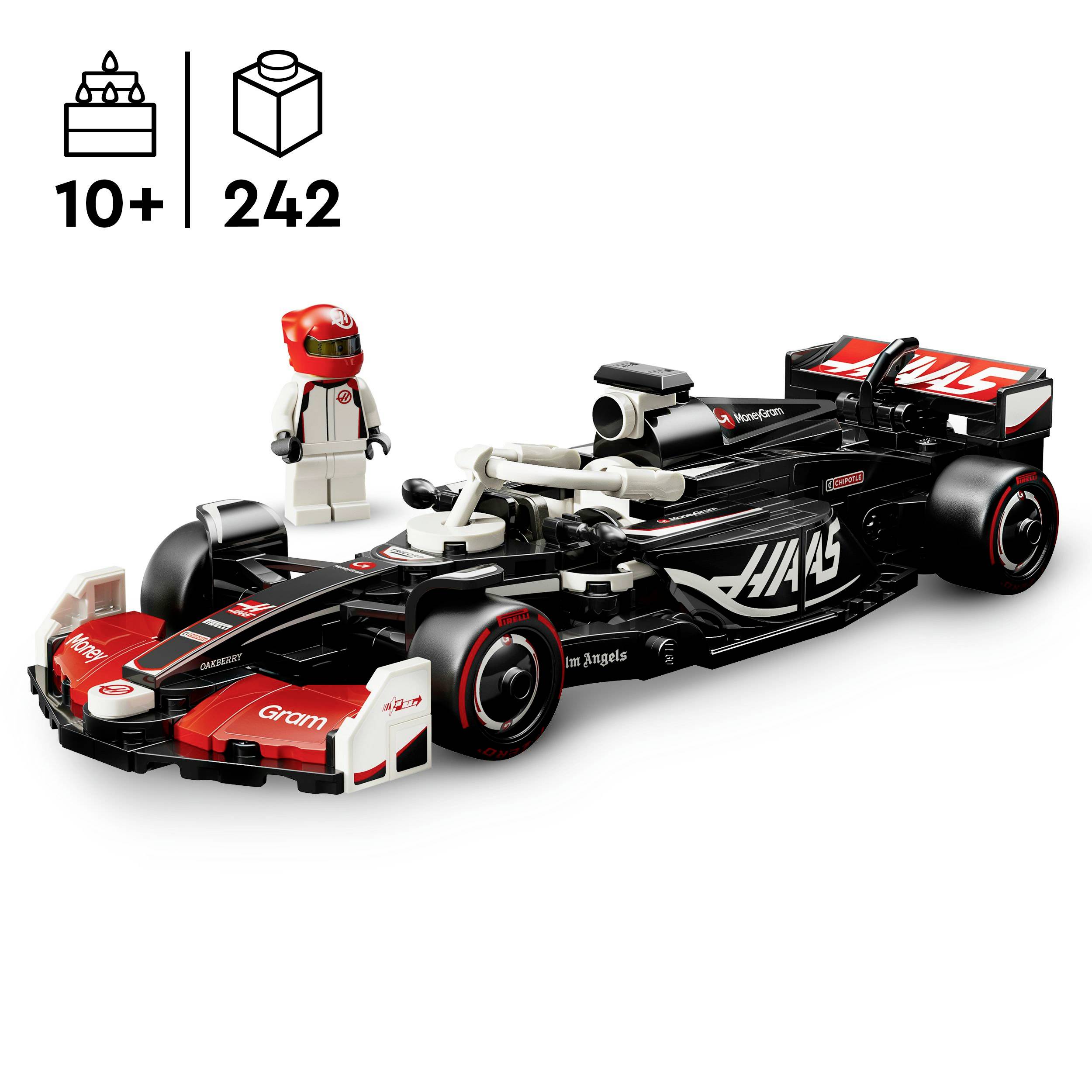 LEGO Formula 1 auto s figúrkou vodiča. Stavebnica pre osoby od 10 rokov, pozostávajúca z 242 dielikov.