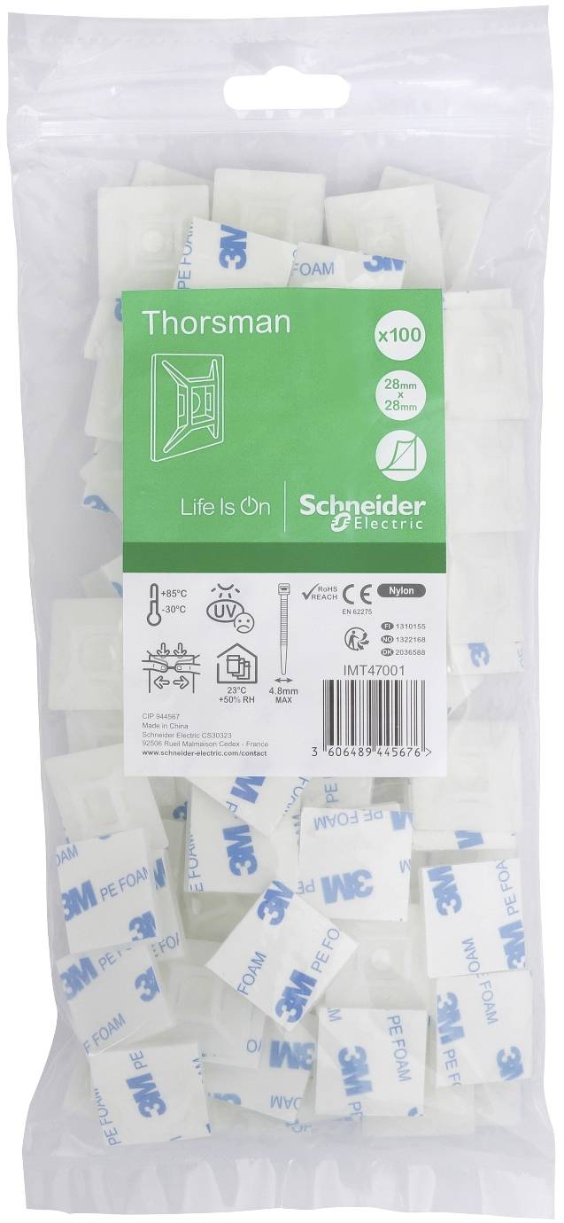 Samolepiaci podklad pre káblové zväzky max. šírky 4,8 mm, balenie: 100 kusov, priehľadné bezfarebná Schneider Electric M-2