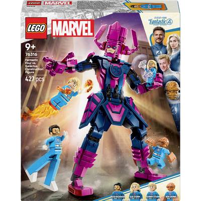 'LEGO Marvel 76316' stavebnica s figúrkou Galactusa, obsahuje 427 dielov. Obsahuje figúrky členov 'Fantastic Four'. Od 9 rokov.
