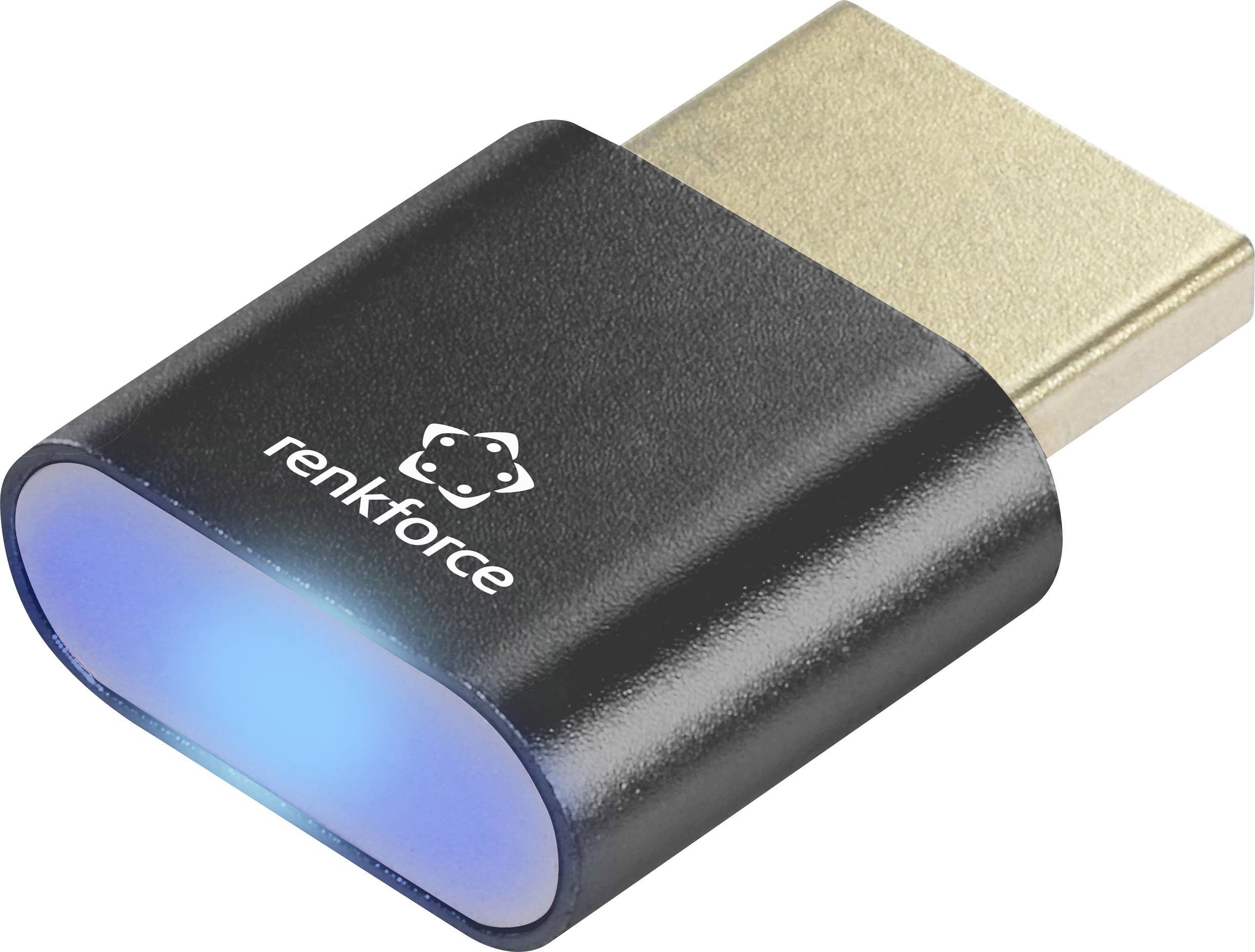 'Renkforce USB-C adaptér s čiernym krytom a svetlo modrým koncom.'