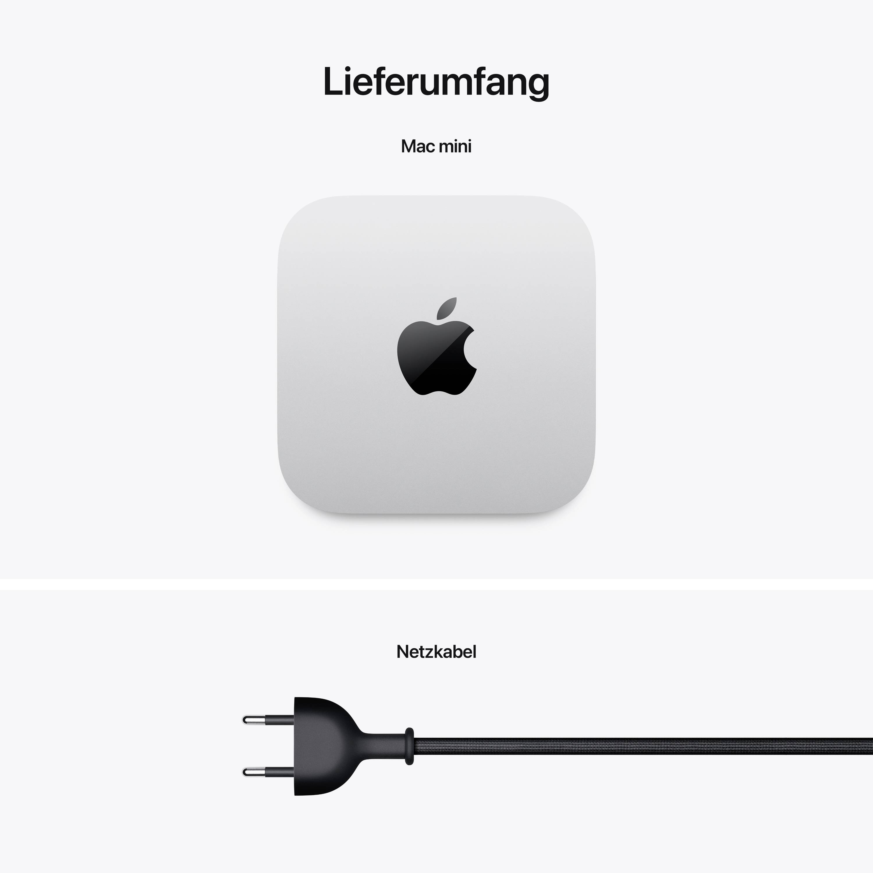 Mac Mini a sieťový kábel, dodávané ako súčasť balenia.