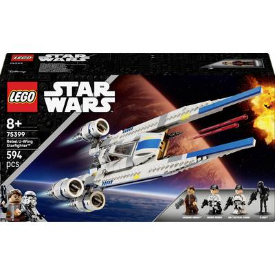LEGO Star Wars stavebnica '75399 Rebel U-Wing Starfighter' s 594 dielmi, odporúčaná od 8 rokov. Obsahuje štyri minifigúrky.