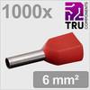 TRU COMPONENTS TC-13377232 dutinka 1 mm² čiastočne izolované červená 1000 ks