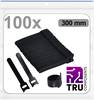 TRU COMPONENTS T24CA098 káblový manažér na suchý zips na spojovanie háčiková a flaušová časť (d x š) 300 mm x 14 mm čierna 100 ks
