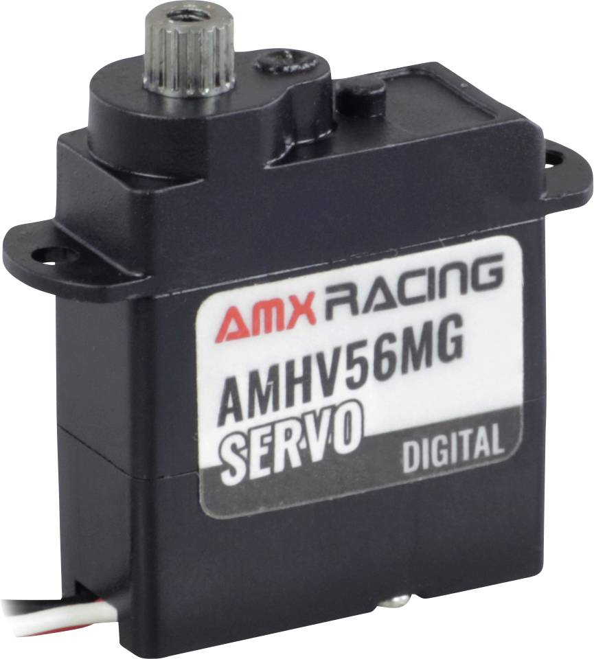Digitálne servo od AMX Racing, model AMHV56MG, s kovovým prevodovým ústrojenstvom pre presné ovládanie v diaľkovo ovládaných vozidlách.