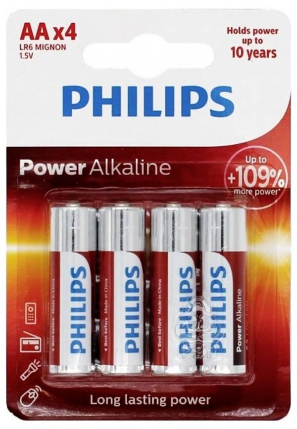 Philips Power LR6 tužková batéria typu AA alkalicko-mangánová, 1.5 V, 4 ks