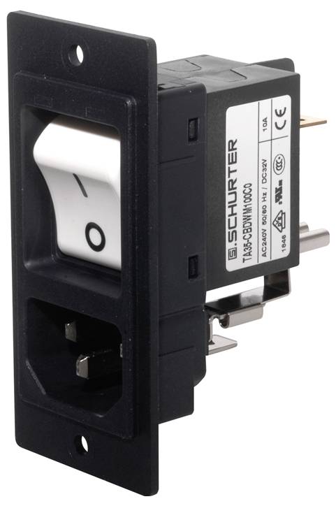 Schurter 3-109-715 Connettore IEC Spina dritta Tot poli: 3 10 mA Nero 1 pz.