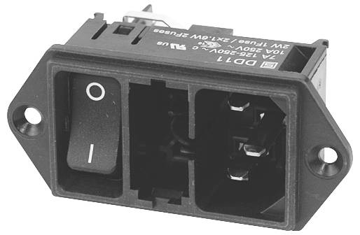 Schurter DD11.0121.1111 Connettore IEC Spina dritta Tot poli: 3 10 mA Nero 1 pz.