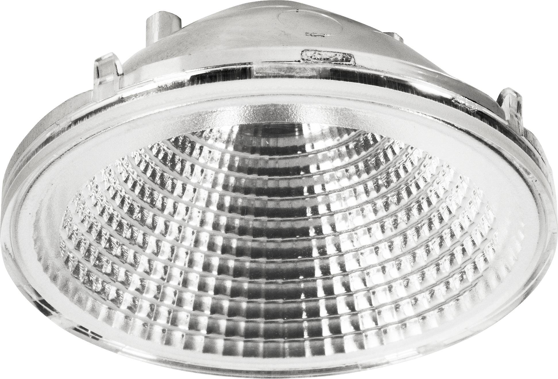 Strieborná, kruhovitá lampa so žliabkovaným reflektorom, ktorá slúži ako náhradný diel pre automobilové svetlomety.