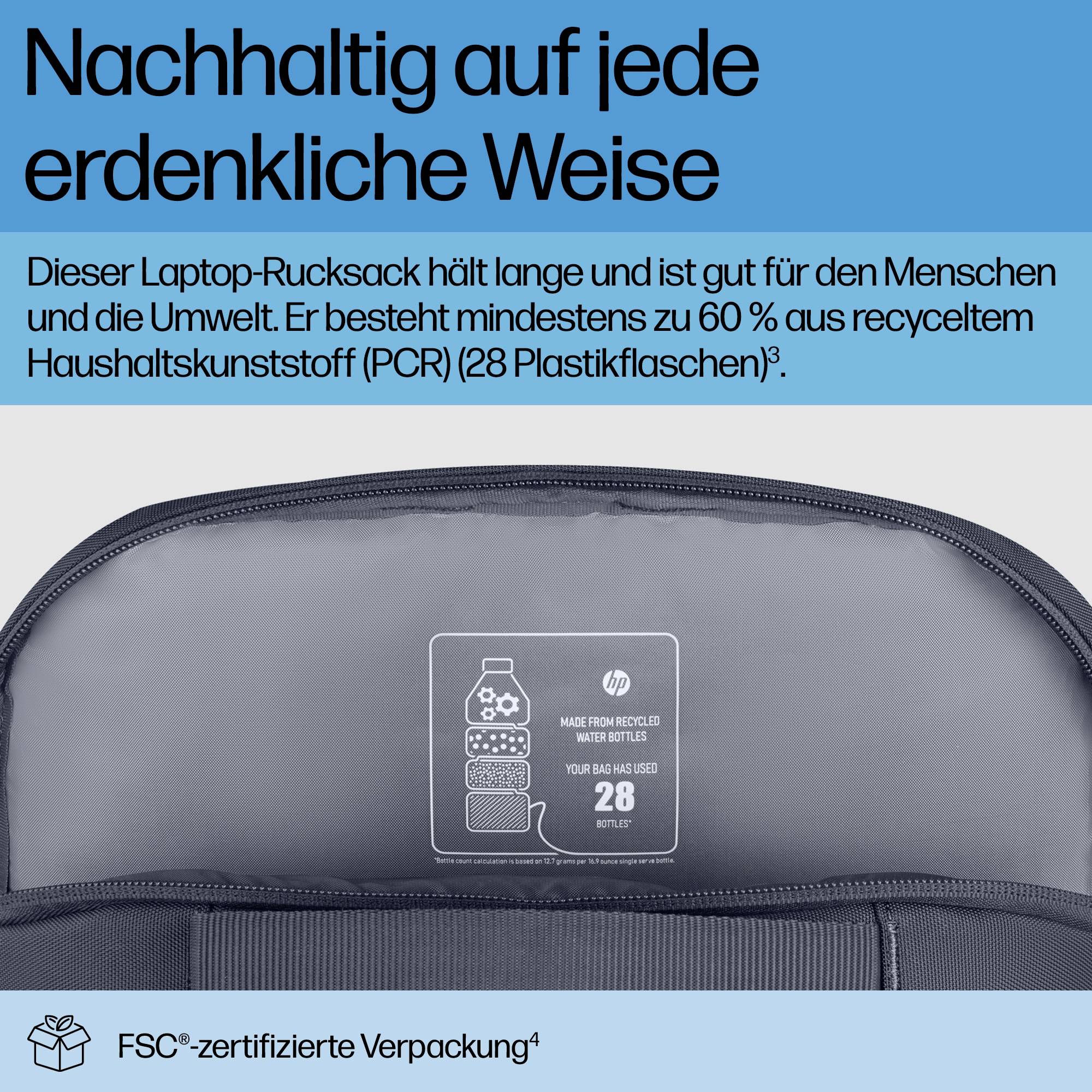 Batoh na notebook z 60 % recyklovaného plastu, udržateľný a šetrný k životnému prostrediu. Obal certifikovaný FSC.