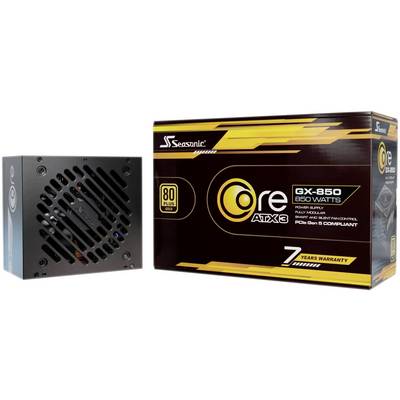 'Sieťový zdroj Seasonic Core GX-850 v čiernej farbe, 850 W, certifikácia 80 Plus Gold, 7-ročná záruka, štandard ATX 3.0, PCIe Gen 5.'