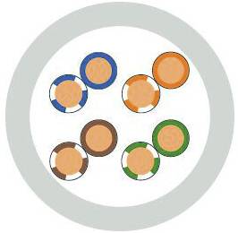 Diagram s kruhmi vo väčšom kruhu. Každý kruh má farebný okraj a oranžovú vnútornú plochu. Farby sú modrá, zelená a oranžová.