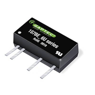 Elektronický komponent s nápisom 'GAPTEC 1S7BE_6U series RoHS 0918', štvorcová, čierna súčiastka so štyrmi kovovými nožičkami.