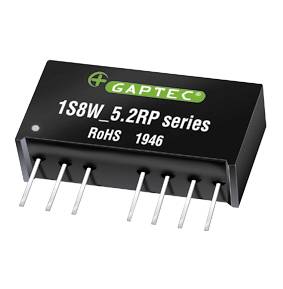 Čierny elektronický komponent od spoločnosti GAPTEC s nápisom '1S8W_5.2RP series', 'RoHS' a '1946', zobrazujúci niekoľko pripájacích pinov.