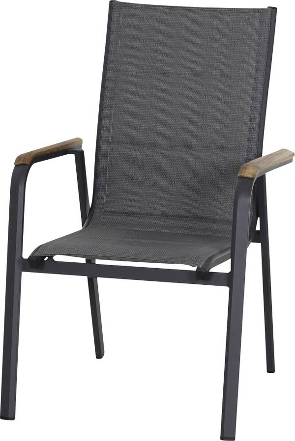 Siena Garden Tesoro N40078 záhradné stoličky hliník, teakové dřevo  antracit (matný), sivá, prírodná