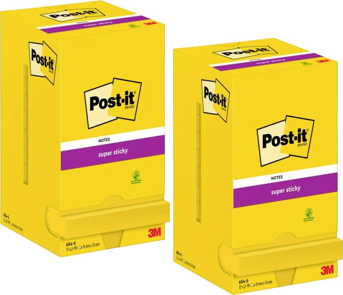 Post-it Nota adesiva, memo 654SSCYP12+12 76 mm x 76 mm Giallo 24 pz.