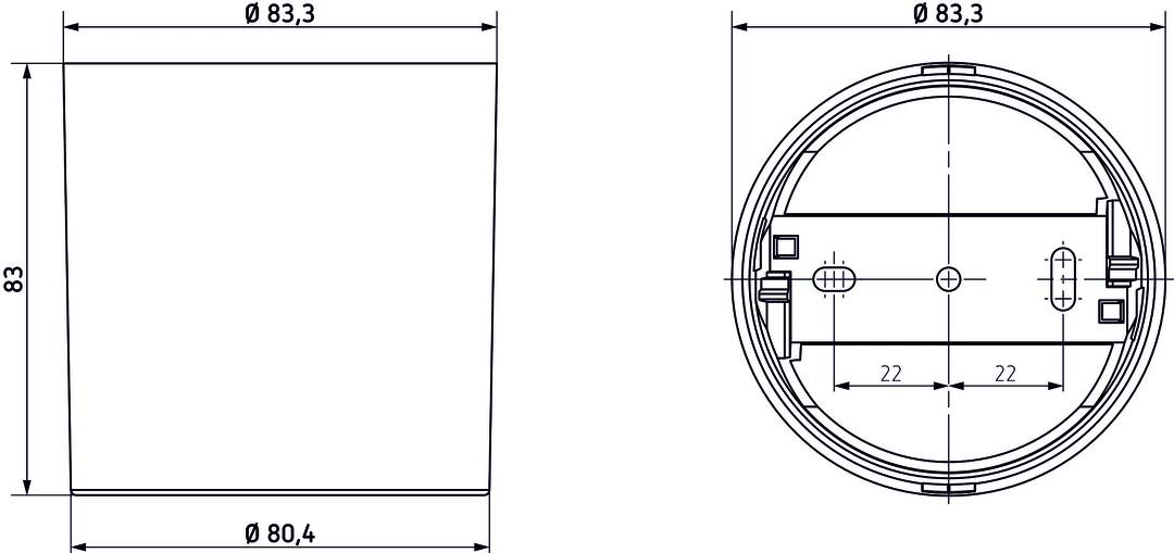 Technický výkres kruhového objektu s rozmermi a detailnou oblasťou s geometrickými tvarmi a líniami.