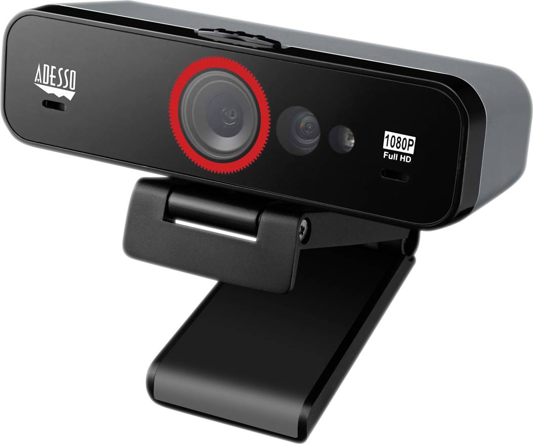 Čierna webkamera s integrovaným mikrofónom a rozlíšením Full-HD, vhodná pre videokonferencie.
