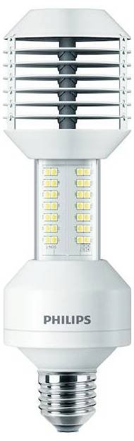 Biela LED žiarovka značky Philips s vetracími otvormi a viditeľnými LED diódami. Vhodná pre priemyselné použitie.