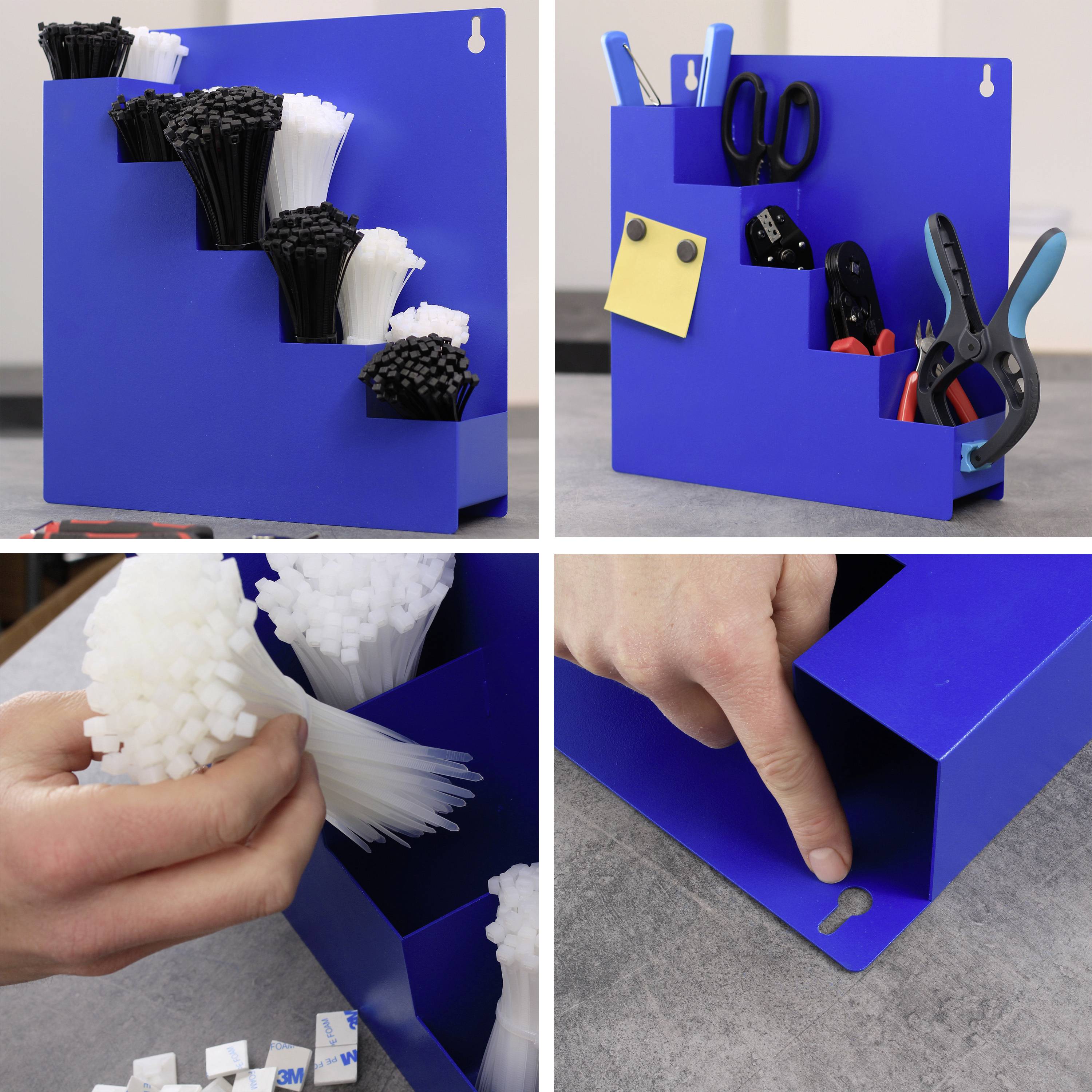 Quadrios 24CA455 Nástenný držiak na organizér na káblové zväzky, modrý, 5 priehradiek (d x š x v) 30 x 8 x 32 cm-1