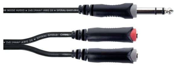 Cordial 14890 jack audio Y adaptér [1x jack zástrčka 6,3 mm (stereo) - 2x jack zásuvka 6,3 mm (mono)] 0.30 m čierna PVC plášť, dvojžilové vedenie