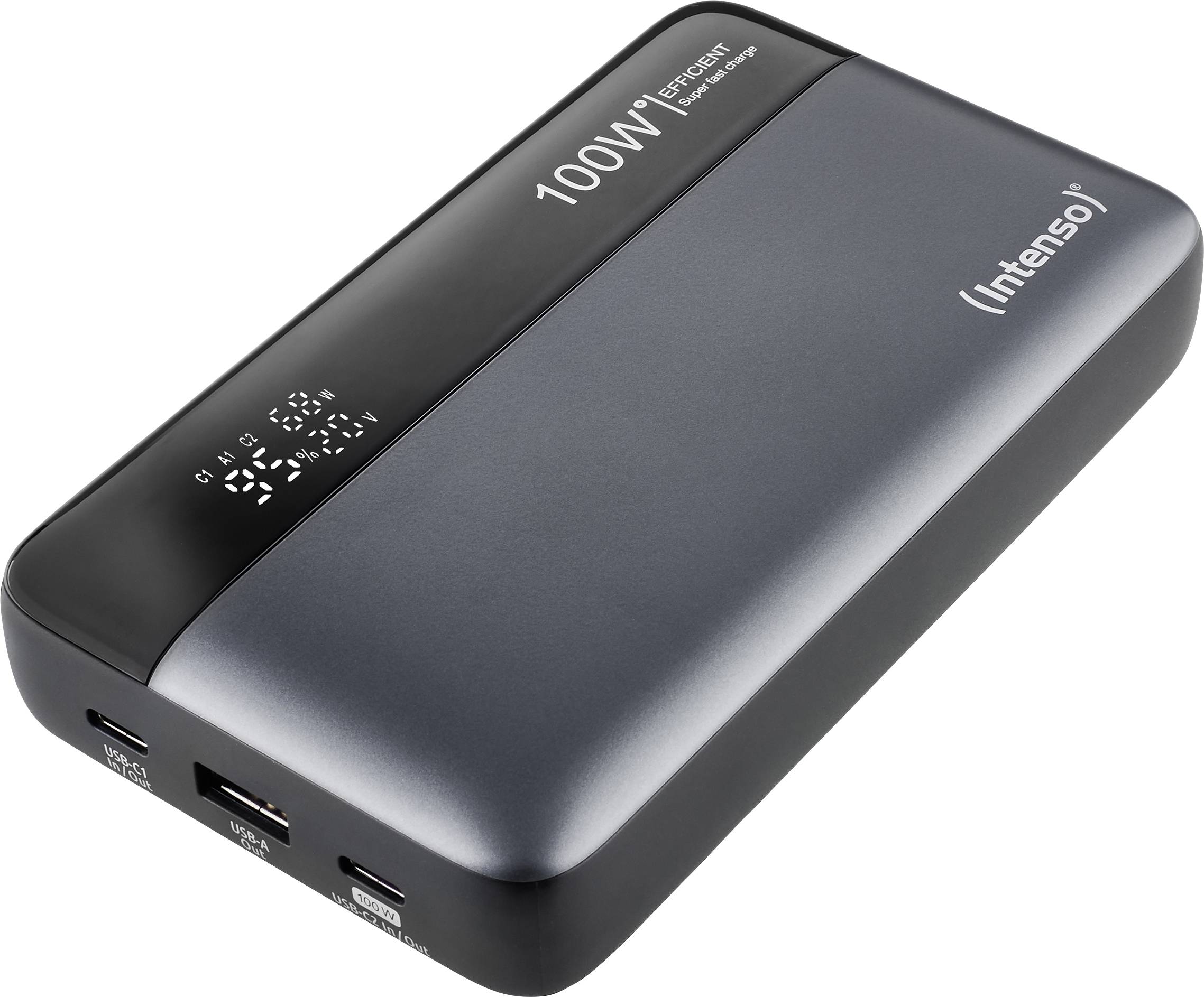 Intenso HE20000 grey Power bank 20000 mAh Ricarica rapida, Consegna di potenza Li-Ion USB-A, USB-C® Grigio-Nero