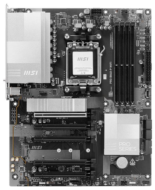 Obrázok zobrazuje základnú dosku značky MSI, model 'PRO B660-A WIFI', s viacerými pamäťovými slotmi RAM a prípojnými lištami.