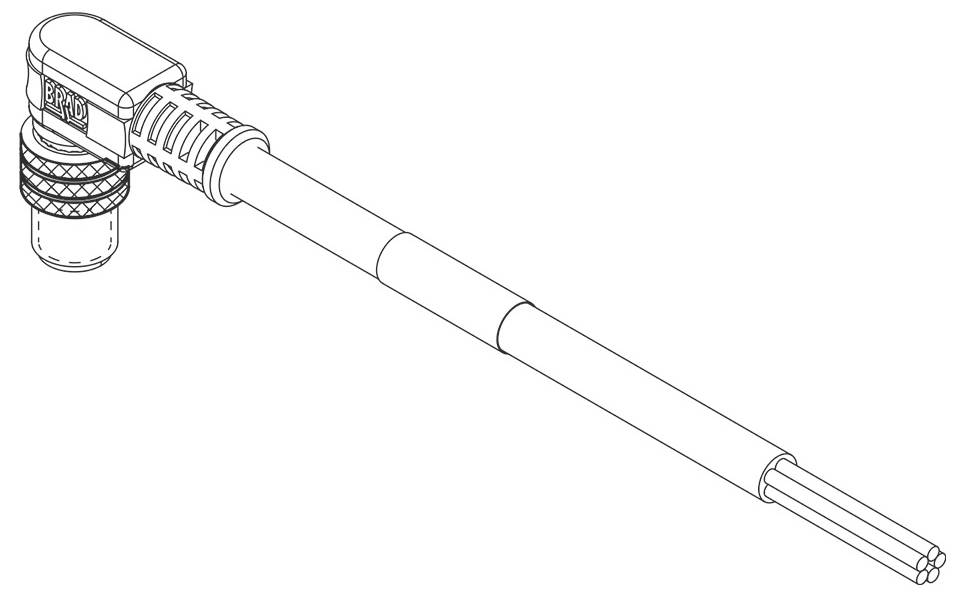 Technický výkres konektora kábla so skrutkovým uzáverom a izolovaným káblom, PVC oplaštením, pohľad zhora.