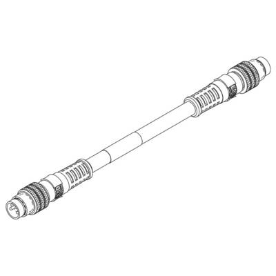 Grafické znázornenie obojstranného kábla so zásuvnými konektormi na oboch koncoch. Je určený na prepojenie elektronických zariadení.