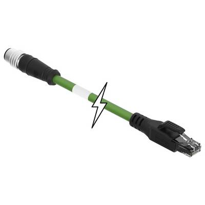 Digitálny XLR na ethernetový adaptér so symbolom blesku, ktorý symbolizuje rýchly prenos dát. Ľavý koniec s XLR konektorom, pravý s RJ45 konektorom.