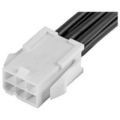 Biela svorkovnica so šiestimi čiernymi káblami, ktorá sa používa v elektronike na elektrické prepojenia.