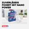 'Zobrazenie obalu Tesa Universal lepiacej pásky s Nano Power v popredí. Text: Spoľahlivo upevnené s Nano Power.'
