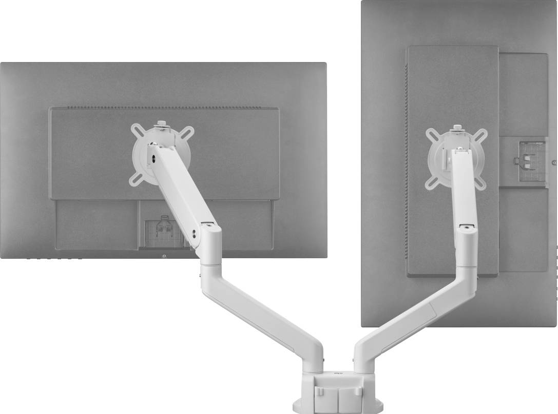 One For All Solid Dual white Supporto da tavolo per monitor 33 cm (13) - 88,9 cm (35) Bianco Regolabile in altezza, Inclinabile + girevole, Girevole