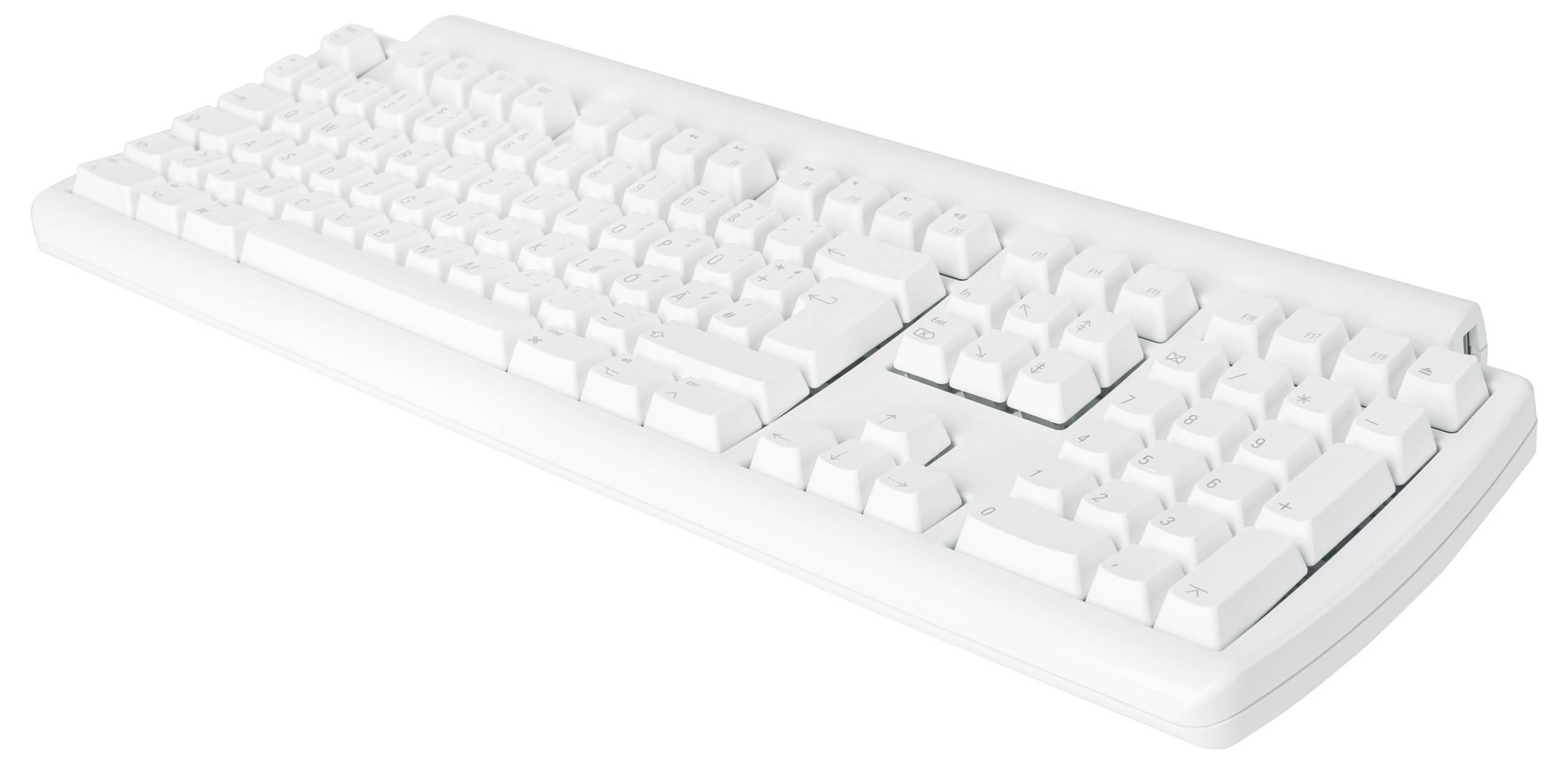 Matias FK302-DE Tactile Pro USB klávesnica nemecká, QWERTZ, Macintosh biela USB hub, odnímateľný kábel-2