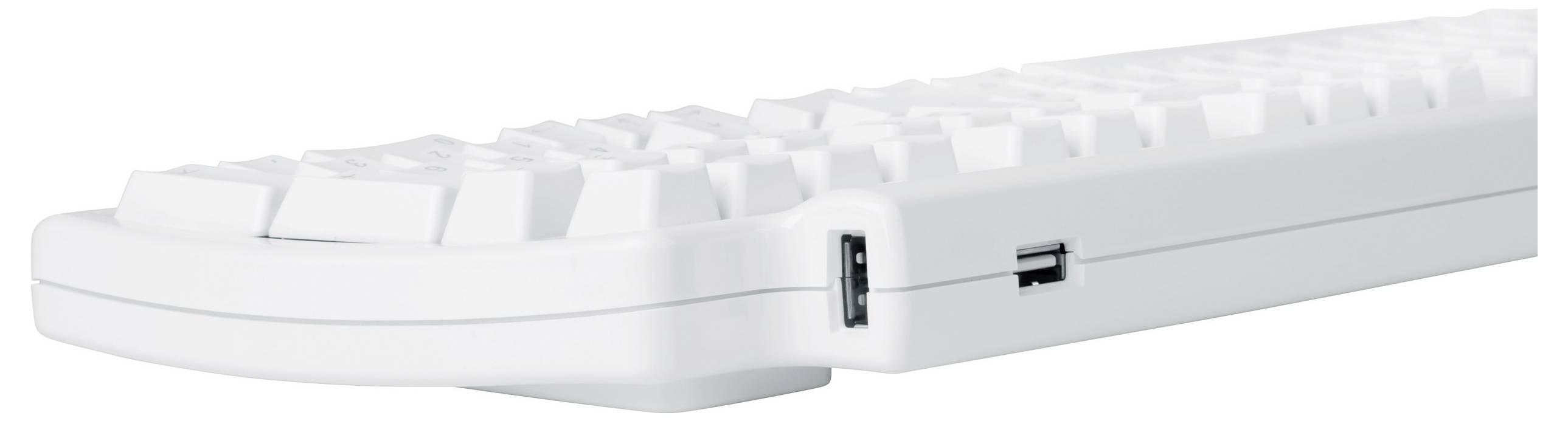 Matias FK302-DE Tactile Pro USB klávesnica nemecká, QWERTZ, Macintosh biela USB hub, odnímateľný kábel-4