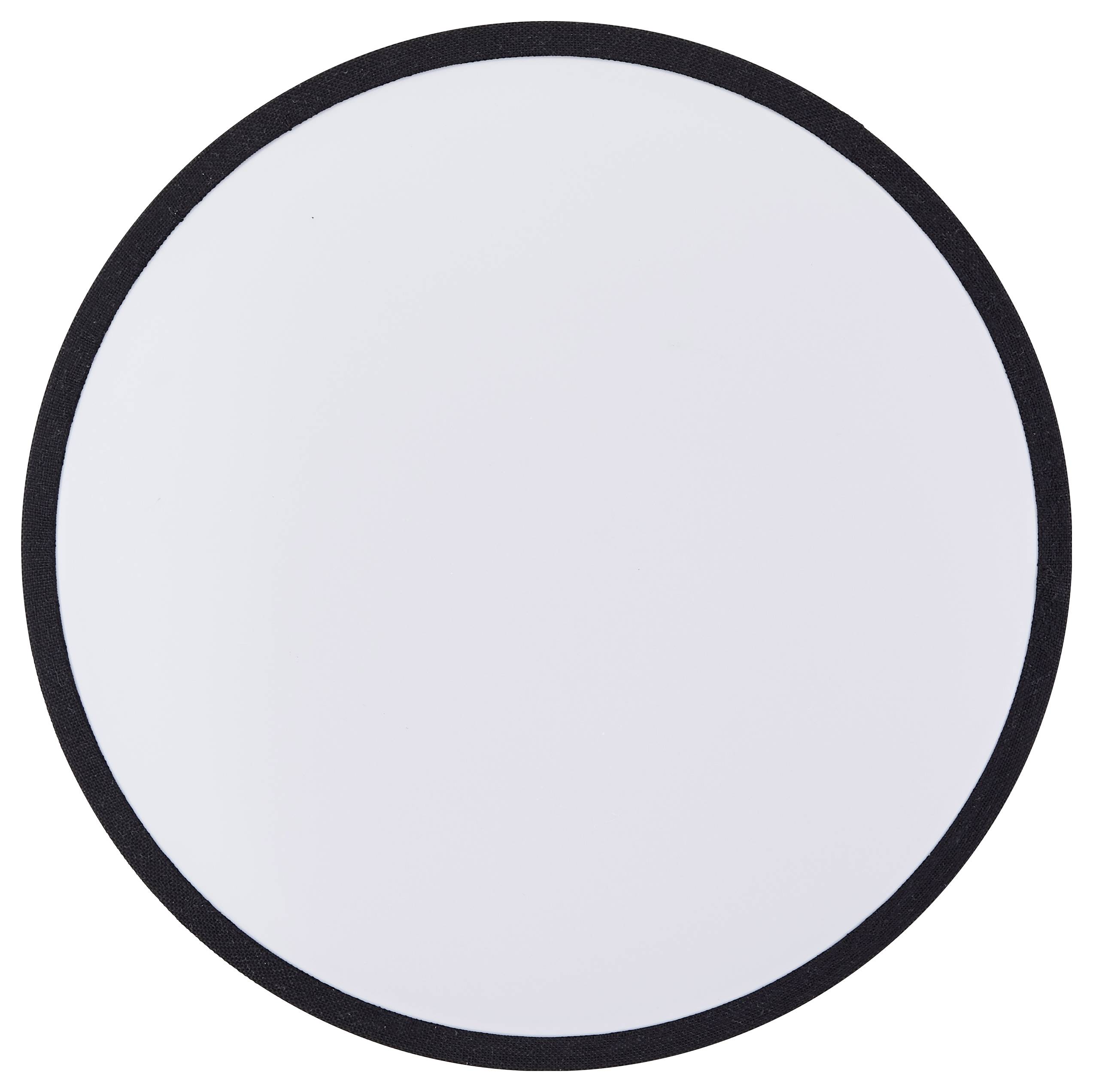 Jednoduchý biely kruh s čiernym okrajom.